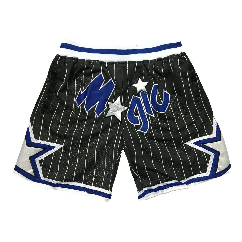 Magics Retro bestickte verkürzte Basketball-Shorts mit Kordelzug, Trainingsshorts