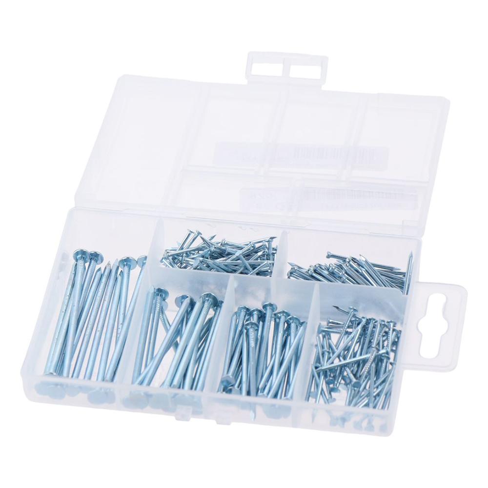

280Pcs Zinc Plated Flat Head Nails 5 Sizes Wall Tacks Pins Nails Assortment Hanging Picture Frame