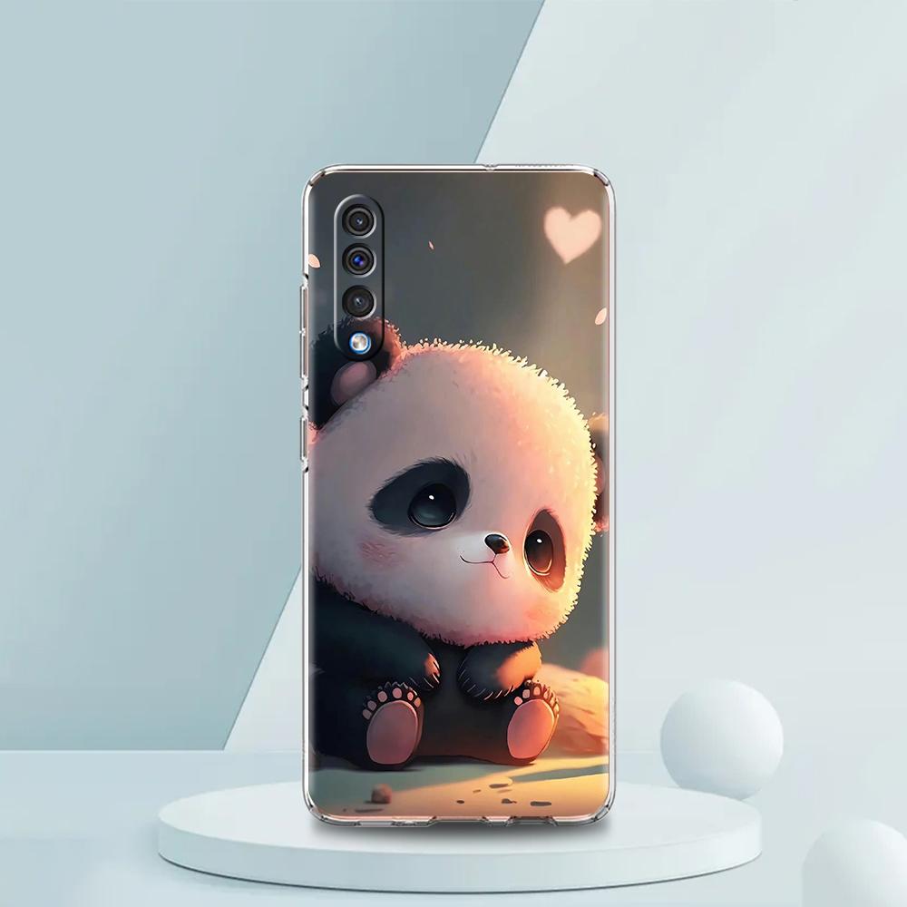 Cute Animal Panda Luxury Transparent Phone Case for Samsung Galaxy A12 A02 A03S A50 A70 A40 A10 A20 A30 Cover Silicone Shell Bag