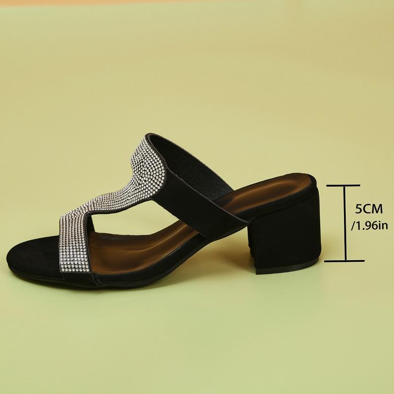 2024 New Summer Women's Fashion Open Toe Slip-On Flats Comfortable Slippers Rhinestone Designer Beach Party Sandals for Women