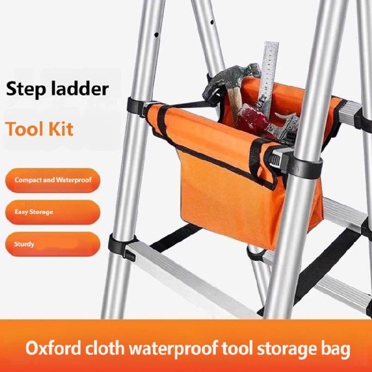 Ladder Side Tool Pouch with Secure Webbing Closures, Fabric Multi Pocket Utility Bag for Small Repair Gear, Home Projects, and Elevated Work