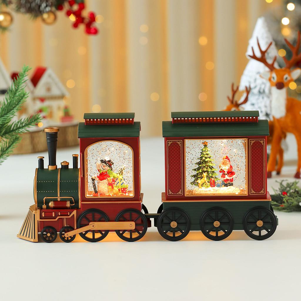 Christmas Santa Claus Train Ornament With Lights And Music Shop Decor Window