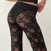 Women 's Gothic Flare Pants Sheer Lace Leggings High Waist Bell-Bottoms Trousers Streetwear