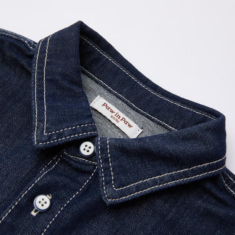 PawinPaw Boys' Cartoon Bear Denim Long-Sleeve Shirt