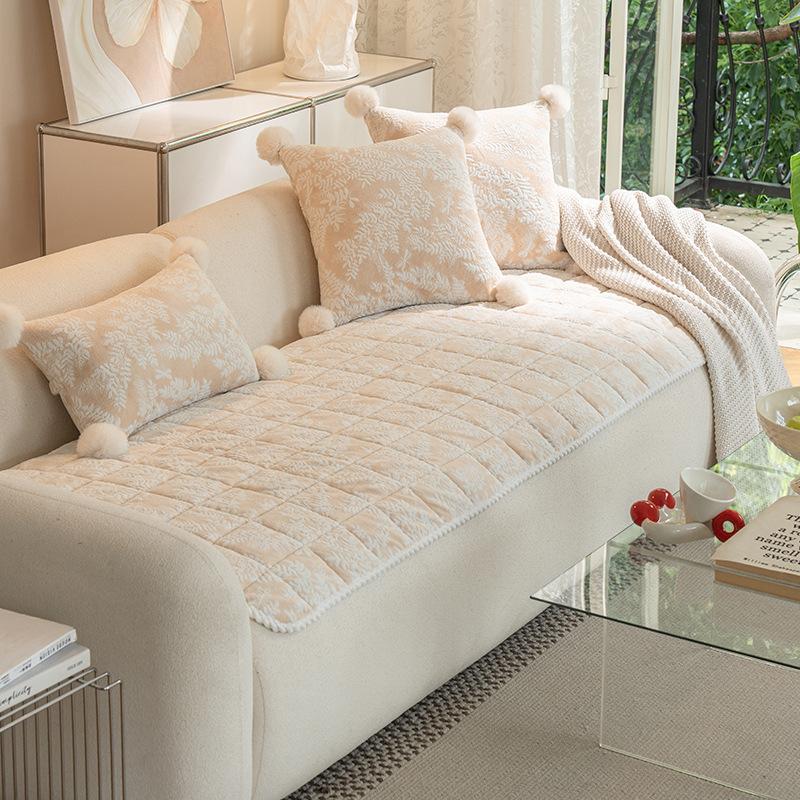 Thicken Plush Sofa Cushion Non-slip Simple Style Couch Towel Dust-proof Winter Warm L-shaped 1/2/3/4 Seater for Living Room