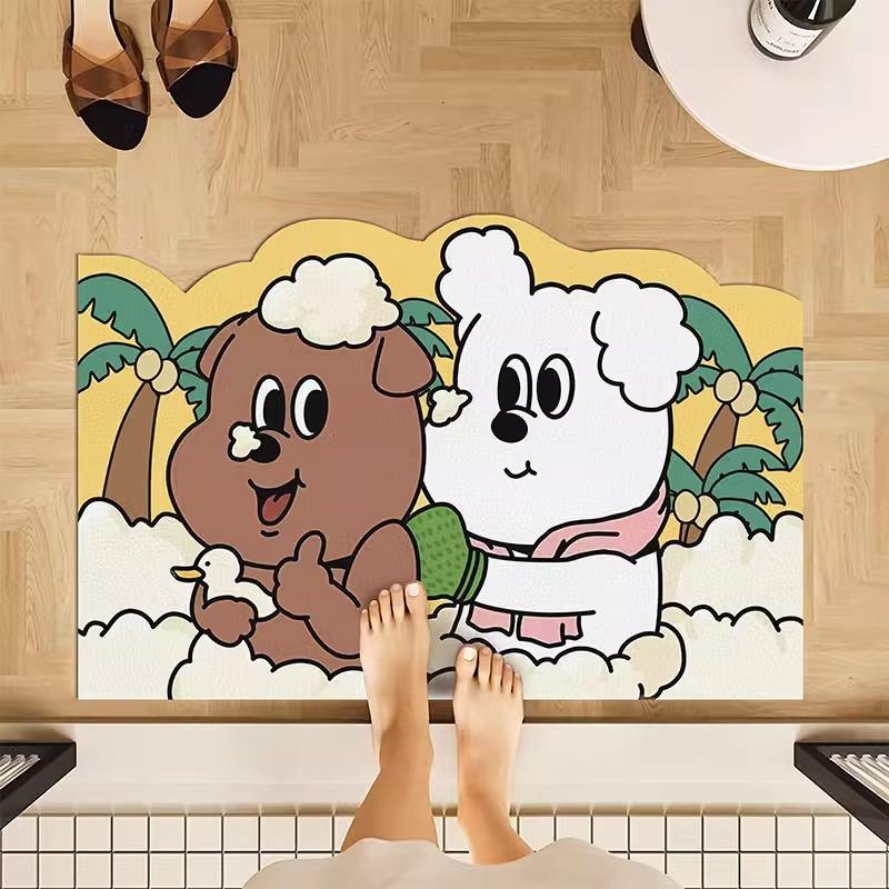 Household Absorbent Leather Floor Mat Bathroom Technology Leather Floor Mat Non-Slip And Wear-Resistant Absorbent Toilet Floor Mat Can Be