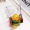 Whiskey Glasses with Colorful Painting, Scotch Whisky, Bourbon, Cocktails, RUM, Durable Whiskey Glasses