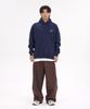 Hand Lettering Oversized Wide Shoulder Hoodie_Navy