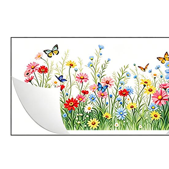 Spring Summer Flower Butterfly Window Cling Colorful Floral Window Sticker Removable Double-Sided Static Decals for Home Office Classroom Decor