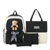 Schoolbag Student Backpack Four-piece Set Female Cute Bear Japanese Campus School Bag Large Capacity Set Transfer Backpack Portable