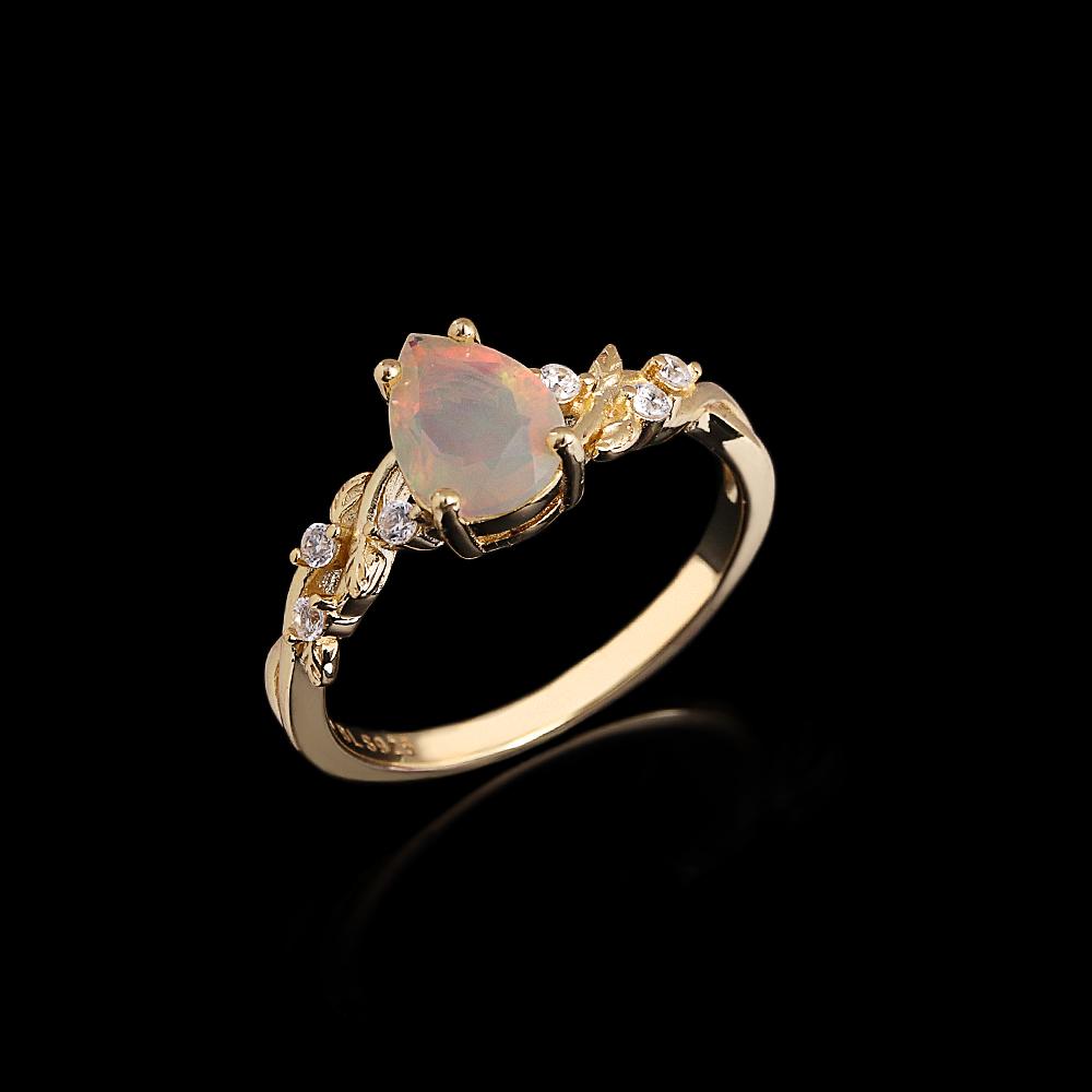 

925 sterling silver women s ring October Birthstone Natural opal Purifying Healing Stone Leaf shape design fine jewelry for banquet wear US RING SIZE:6#