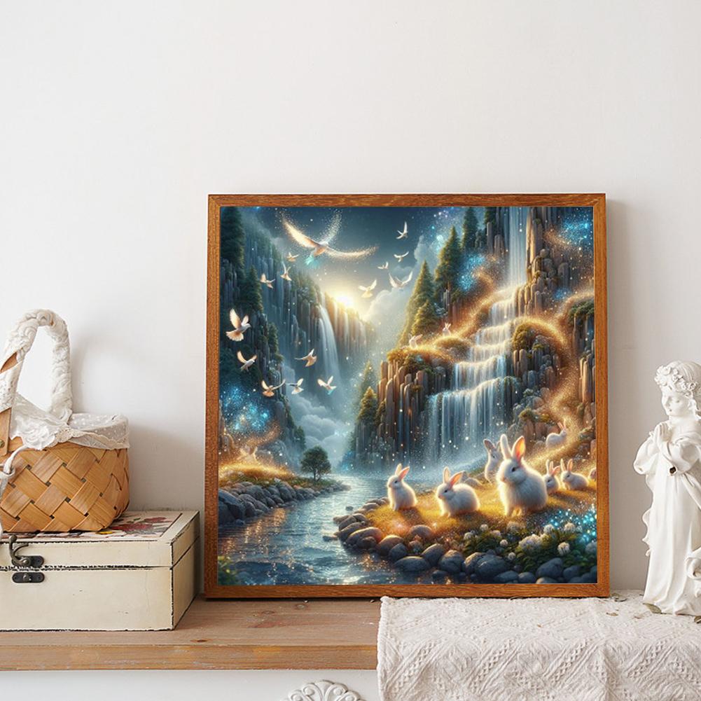5D DIY Full Round Drill Diamond Painting Rabbit Kit Home Decor Art Craft 40x40cm