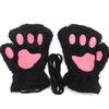 Winter Fingerless Gloves Fluffy Bear for Cat Paw Claw Half Finger Mitten Hand Wa
