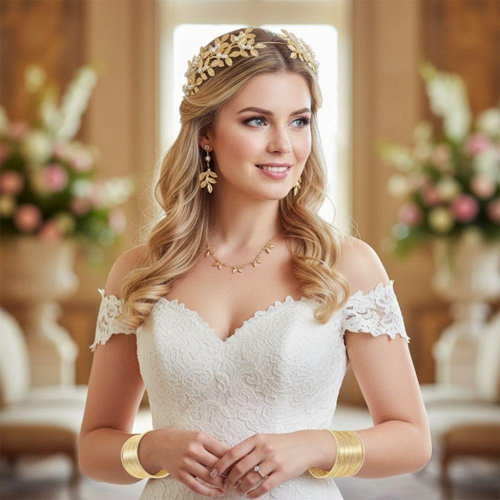 Brautschmuck Ohrringe Griechische Göttin Haarschmuck Gold Strass Schmuckset Haarschmuck