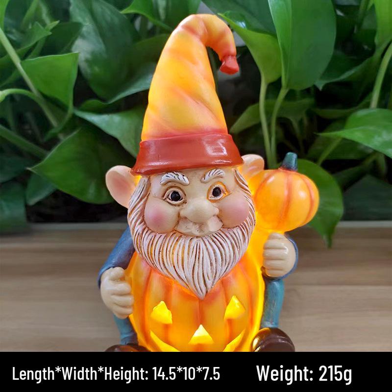 Light-Up Pumpkin Old Man Halloween Yard and Home Decor Resin Craft