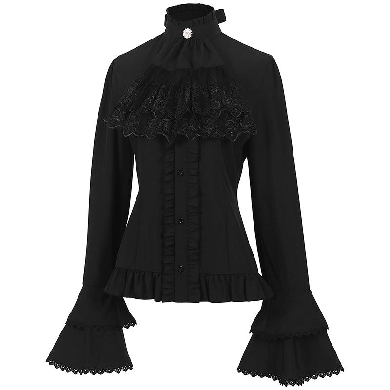 2023 Women's European & American Steampunk Victorian Pleated Shirt