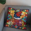 2D Stained Glass Style Colorful Bird Pillow Cover Pattern Cushion Cover Suitable For Sofa Bedroom Car Pillow Cover