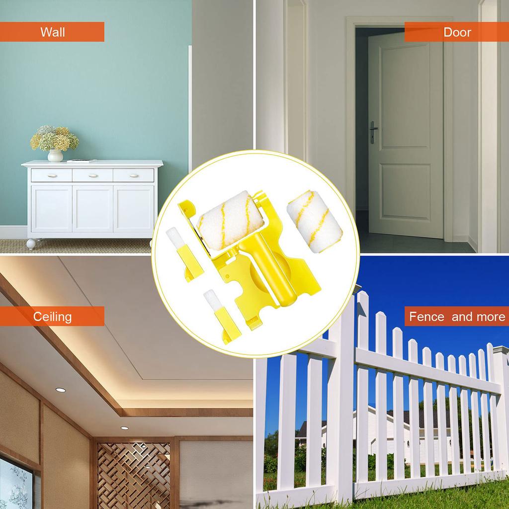 Trimming Roller Is Applied With Emulsion Paint, And Interior Corner Wall Is Applied With Paint Brush