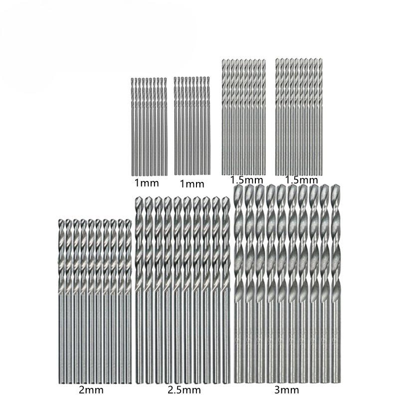 60Pcs/set Titanium-plated Twist Drills Drill Bits, Open-hole Drilling Straight Drilling Round Shank Small Twist Drill Combination