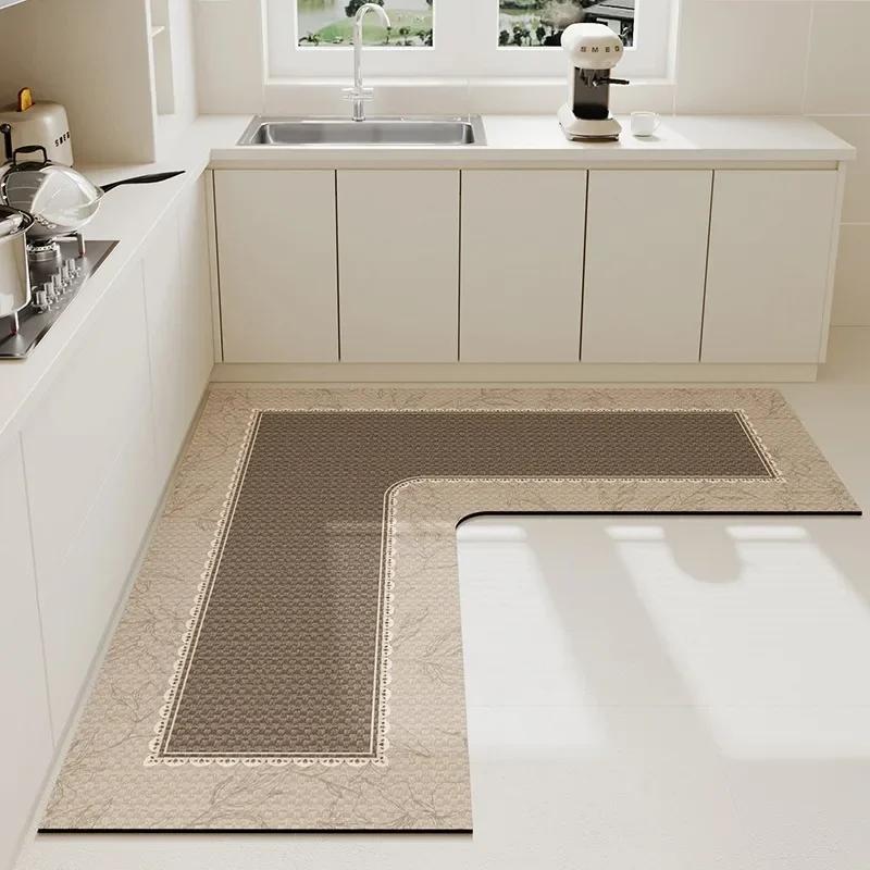 

L-shaped Kitchen Carpet Absorbent Non-slip Floor Mat Minimalist Home Rug Cat Flower Oil Wipeable 80x80x40cm