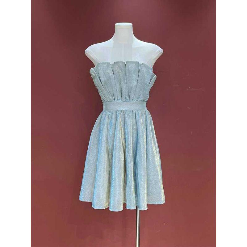 

Fashion Original Single Laser Bling Bling Bud Tube Top Dress Skirt for Women 2024 Summer New Arrival Women Paragraph 1 L