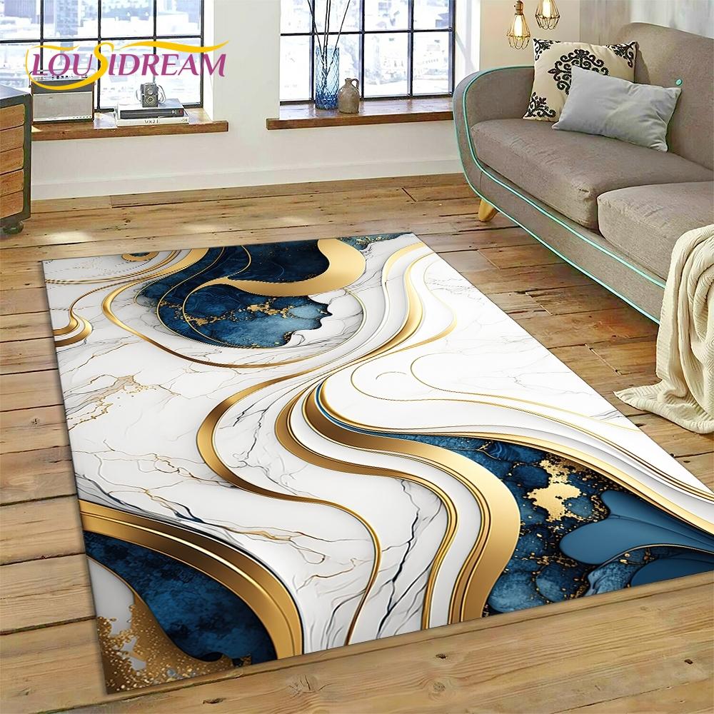 3D Luxurious Green Gold  Colour Marble Dream Rug Carpet for Living Room Bedroom Home Decor,Non-slip Decoration for Sofa Doormat