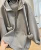 Plus Size Women Long Sleeve Hoodie Spring Autumn Loose Casual Oversized Hooded Sweatshirt Gray Black Zipper Coat