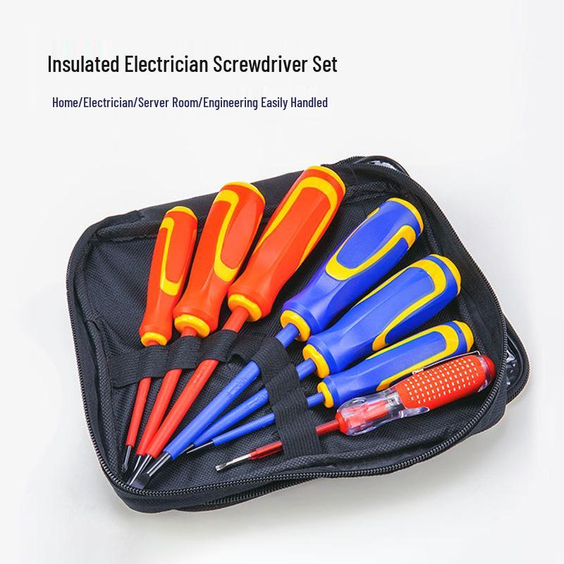 Insulated 7-in-1 Electrician Screwdriver & Voltage Tester Tool Kit Electrician Maintenance Kit 7pcs