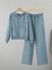 Women's Casual Knit Set: Hooded Zipper Jacket & Long Pants - Autumn/Winter Fashion