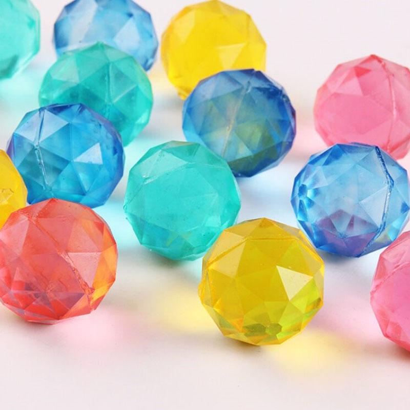 5pcs Fun Diamond Bounce Ball Rainbow Color Children's Elastic Rubber Ball Floating in Water Gemstone Twister Toy Gift