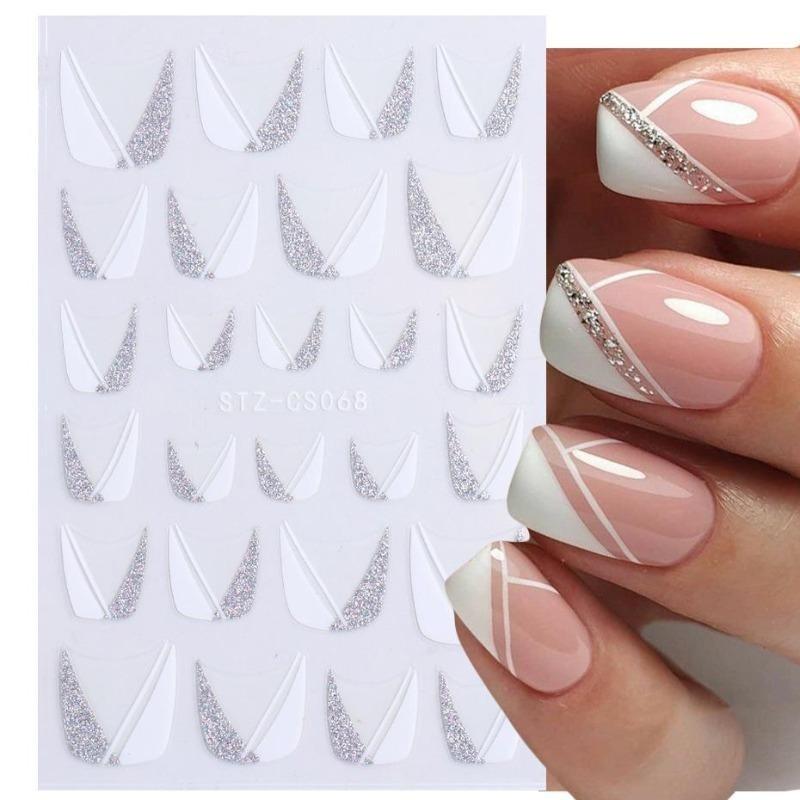 Graffiti Strips Nail Stickers for Women Nail Art Decorations Rose Gold Abstract Line Spring 3D Slider for Manicure Polish Tattoo