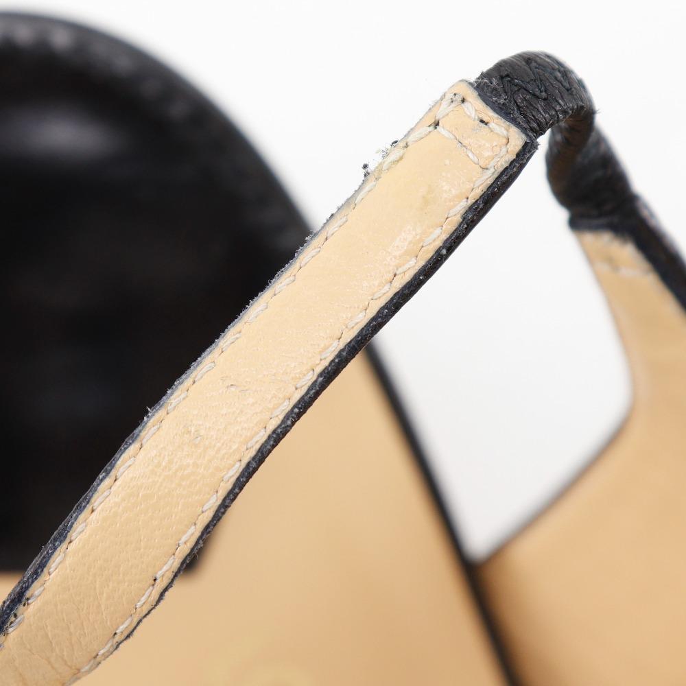 LOUIS VUITTON initial pumps Slingback Pointed toe pumps black leather Women Used