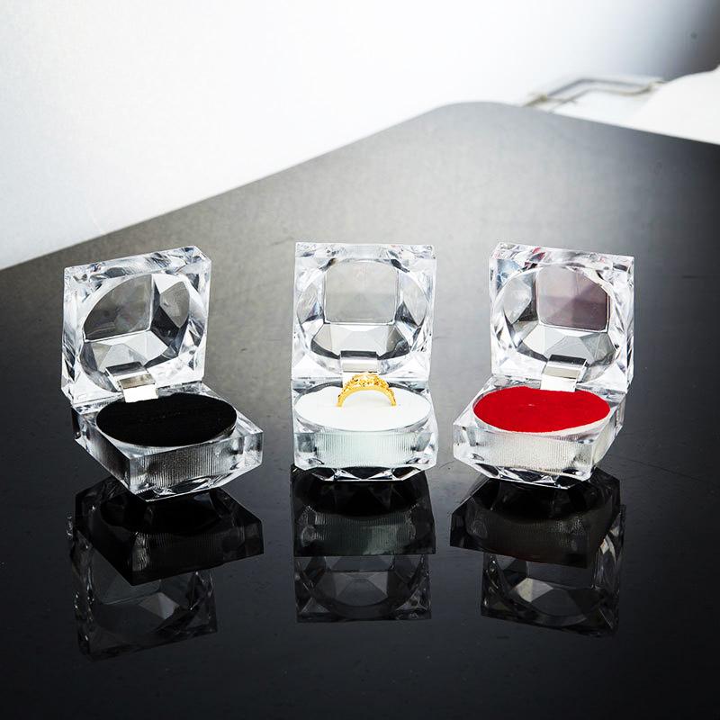 Acryl Transparent Kristall Ringbox Halter Schmuckverpackung Geschenketui Für Antrag Hochzeitsring Display Aufbewahrung Organizer