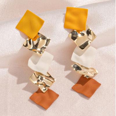 Ins Japanese and Korean Style Pleated Irregular Stud Earrings Long Geometric Niche Design Earrings Personalized Versatile Earrings