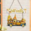 Bee Welcome Wooden Hanging Sign, Farmhouse Rustic Wall Plaque for Spring Home Decor