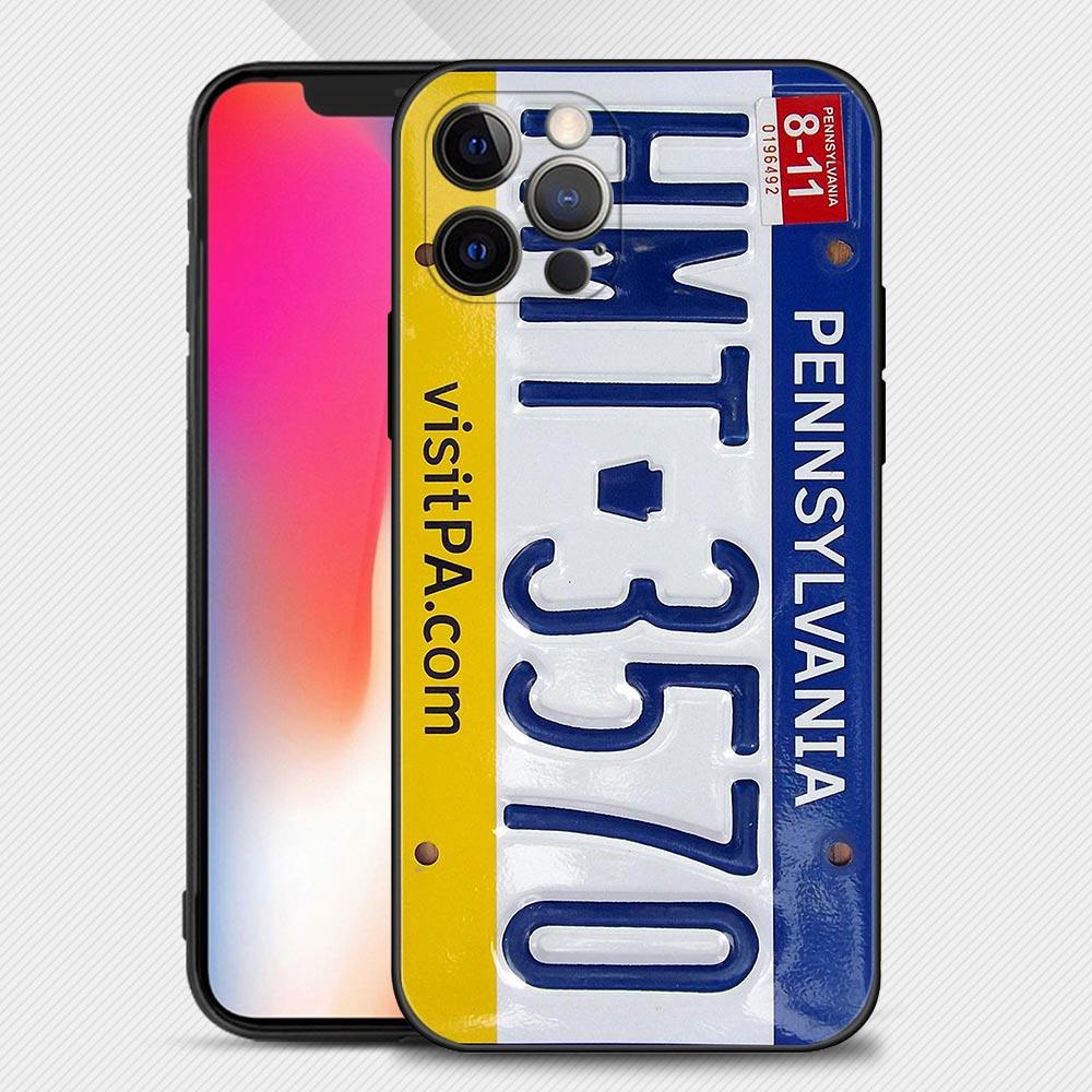 Retro Funny License Plate Number Car Case For Apple iPhone 15 14 13 12 11 Pro Mini XS Max XR X 7 8 Shell Capa
