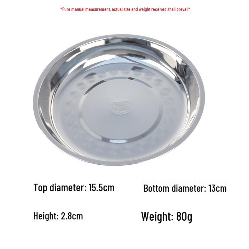 Food-Grade Stainless Steel Multi-Purpose Plate: Ideal for Soup, Dinner, Fruit, Steaming, and Household Use.