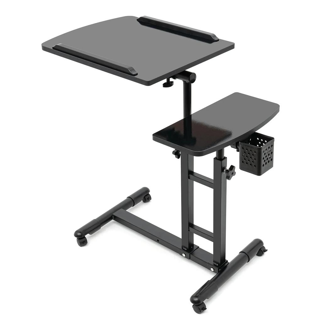 Tattoo Table Station Dual Countertops Universal Wheels | Height Adjustable - Portable Mobile Tattoo Station with Arm Rest Stand