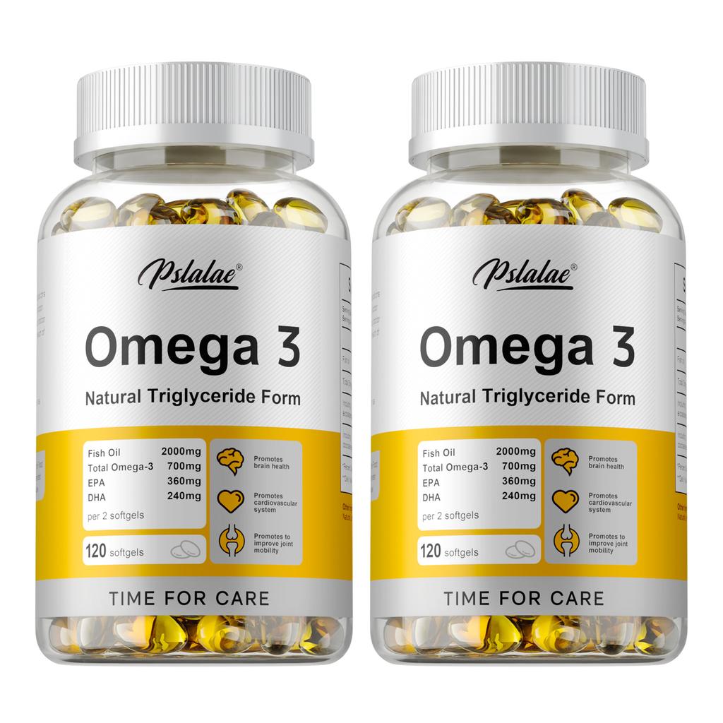 Natural Omega-3 Fish Oil Softgels, EPA and DHA Extracts, All-Natural, Suitable for Adults