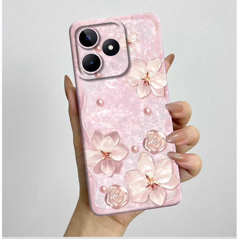 For Realme C51 C53 Case RMX3830 RMX3760 Shell Pretty Flower Full Back Cover for RealmeC51 C53 C61 C63 C 51 S Soft Silicone Funda