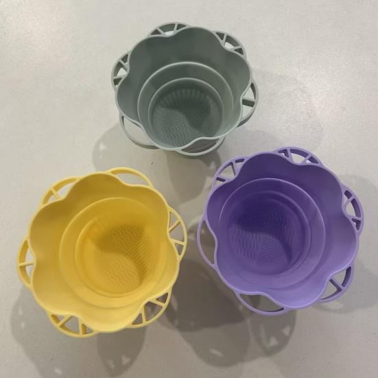 Makeup Brush Cleaning Bowl Foldable Silicone Brush Cleaning Cup Makeup Brush Drying Rack Portable Cosmetic Organizer for Home Travel