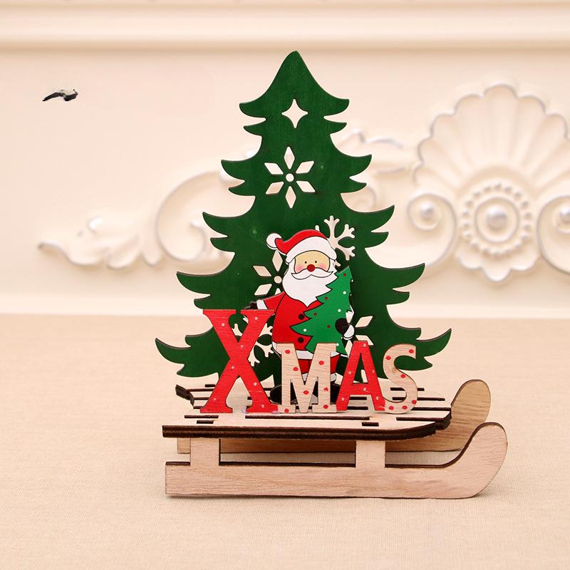 Décorations de Noël Pièces de Bois Peintes de Noël Bricolage Pièces de Voiture Traîneau Puzzle Mosaïque Cadeau