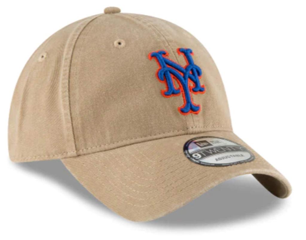New Era New York Mets Core Classic Khaki 9TWENTY Adjustable One Size Hat OSFM, Khaki,
