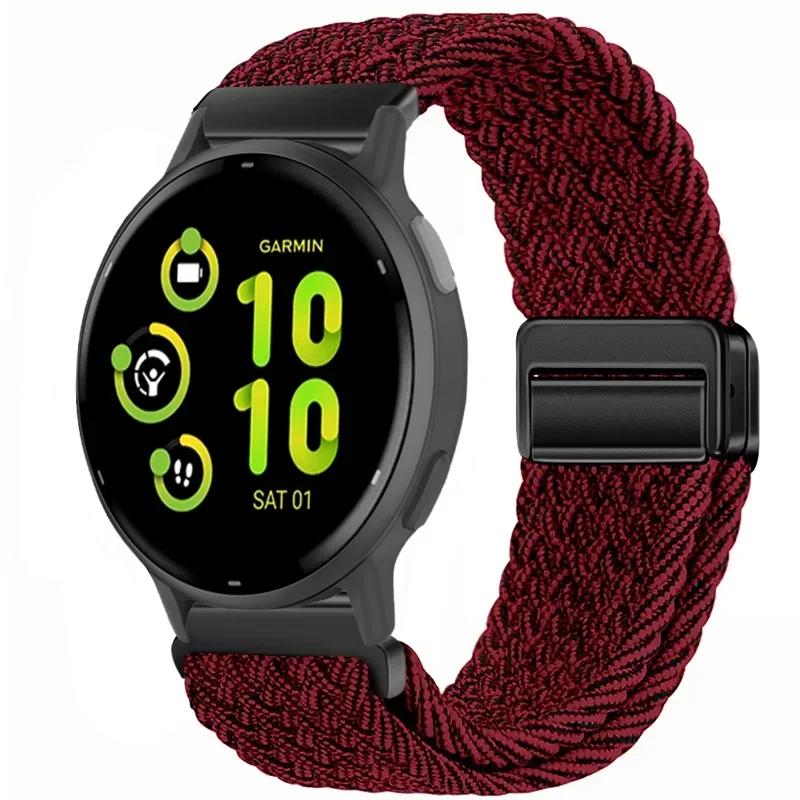 20/22mm Nylon Strap for Garmin Forerunner 55 165 970 570 965 955/Venu 4 45mm Magnetic Band Garmin Vivoactive 5 6/Vivomove Trend