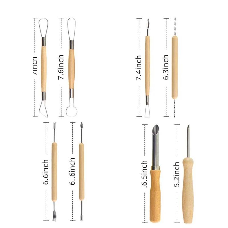 8pcs/set Pumpkin Carving Knife Detail Texture Shaping Clay Tools Pottery Tools Pottery Sculpting Kit with Smooth Wooden Handle