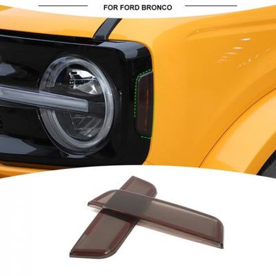 Smoked Black Front Headlight Side Lights Lamp Cover Trims for Ford Bronco +