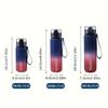 1pc, 500ml/650ml/1000ml Portable Sports Fitness Travel Water Bottle, Water Bottle, Gradient Color Plastic Drinking Bottles