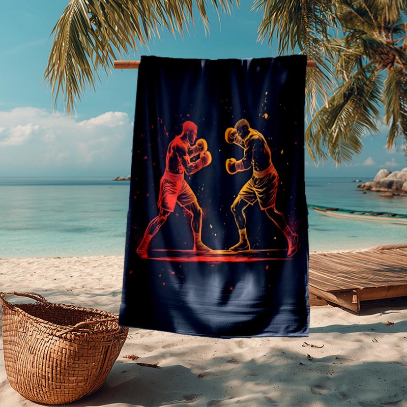 Ultra Soft Beach Towel with boxing Theme,Ideal for Pool,Camping, Diving,Perfect Travel Essential, Vibrant Beach Towel.