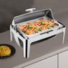 Roll Top Square Chafing Dish, Single Compartment 9L Buffet Server, 64x46x44cm Stainless Steel Food Warmer, Catering Supplies