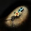 Schwarz Gold Schmuck Schlüsselbein Schmuck Pullover Kette Blau Zweifarbig Blume Halskette Vielseitig Silber Bronze